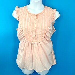 A.N.A PEACH SLEEVELESS RUFFLE LACE TIE BACK TOP - XL